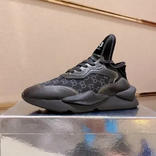 Y-3 Black Gray Sculpted Asymmetric Sole Monogrammed Mesh Panel Lifestyle Sneakers