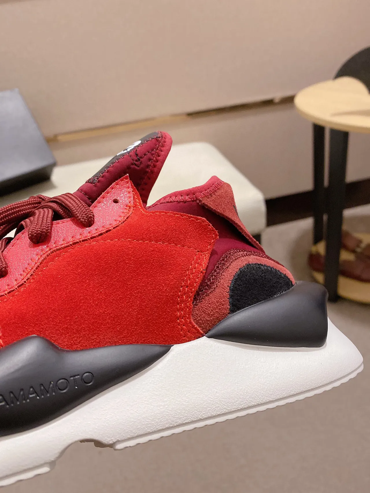 Y-3 Red Black Suede Upper Sculpted Midsole Lifestyle Sneakers 4