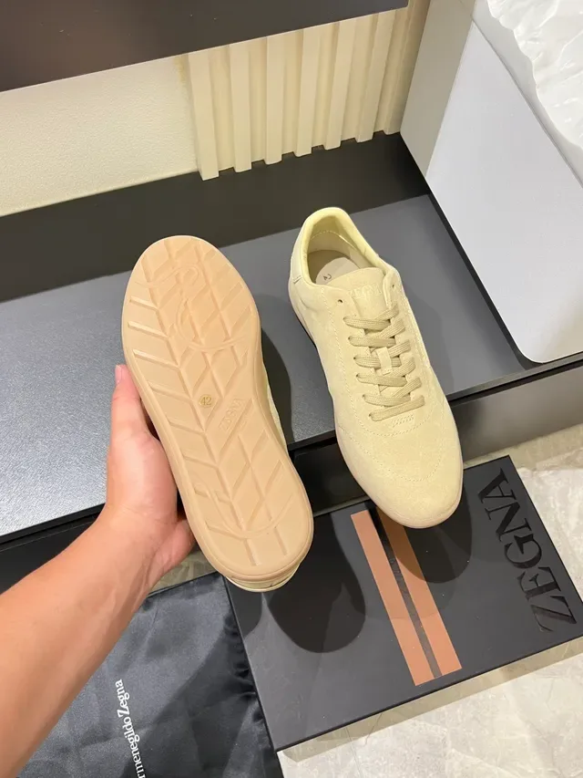 Zegna Beige Brown Suede Upper Gum Sole Lifestyle Sneakers 3