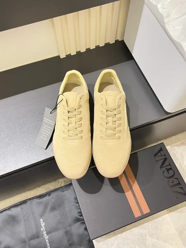 Zegna Beige Brown Suede Upper Gum Sole Lifestyle Sneakers 5