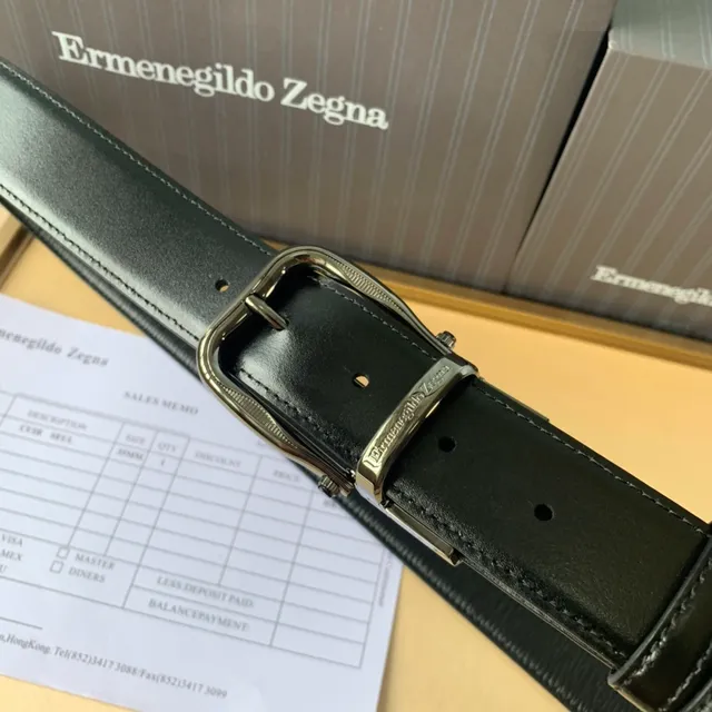 Zegna Ceinture en Cuir Noir Argent Texturé Lézard Embossé Réversible Boucle 4