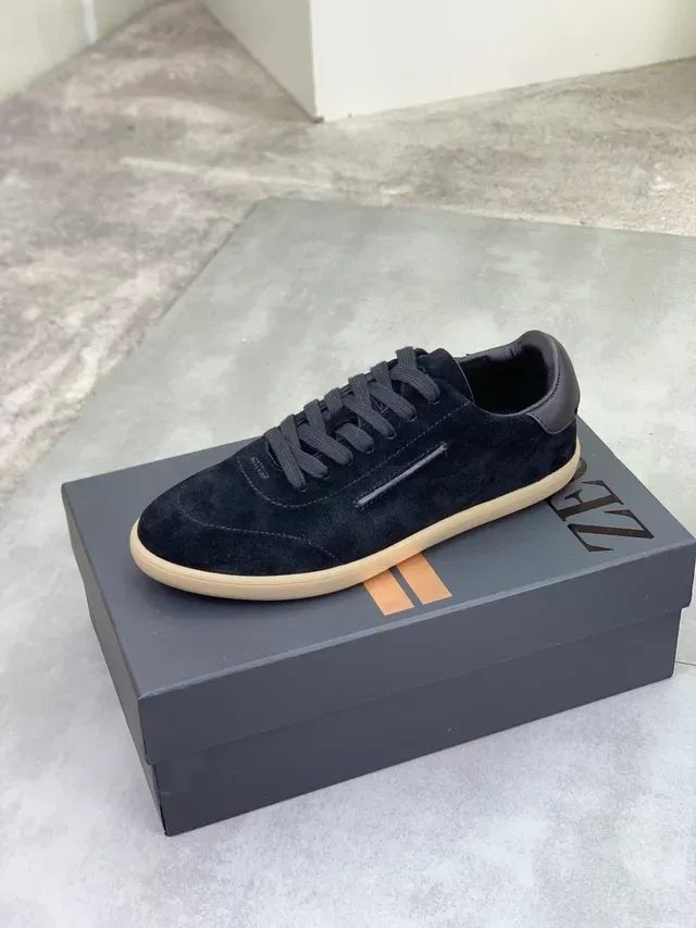 Zegna Black Suede Low-Top Lifestyle Sneaker 4