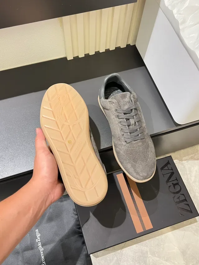 Zegna Gray Suede Lifestyle Sneakers 3