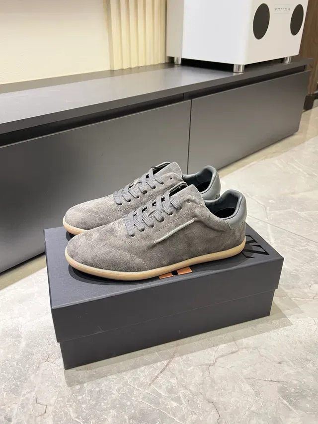 Zegna Gray Suede Lifestyle Sneakers 4
