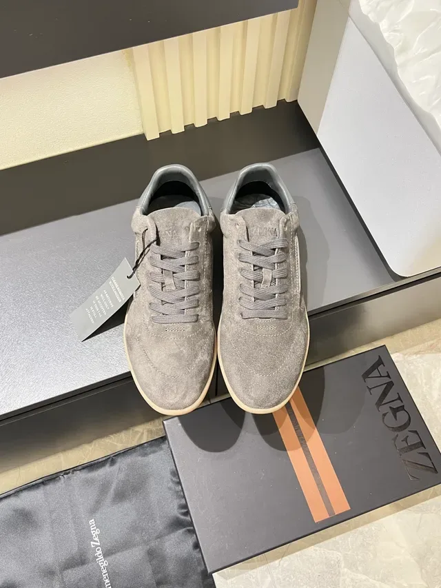 Zegna Gray Suede Lifestyle Sneakers 5