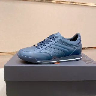 Zegna 生活方式运动鞋 海军蓝 白 皮革镶边 色调蓝色 生活方式运动鞋