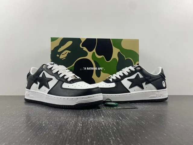 A Bathing Ape BAPE STA Sneakers Lifestyle Noir Blanc Étoile 13