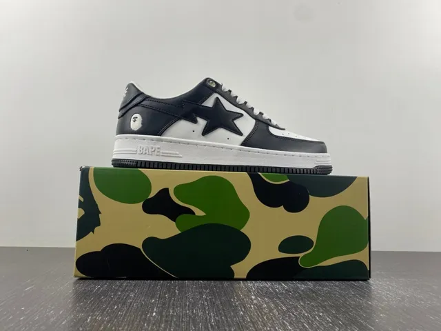 A Bathing Ape BAPE STA Sneakers Lifestyle Noir Blanc Étoile 16