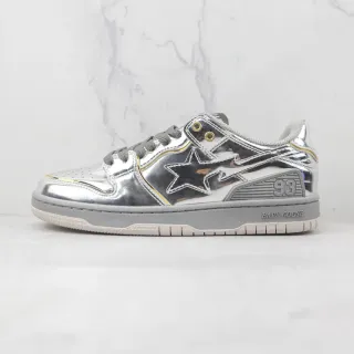 A Bathing Ape BAPE STA Metallic Silver Gold Trim Lifestyle Sneakers