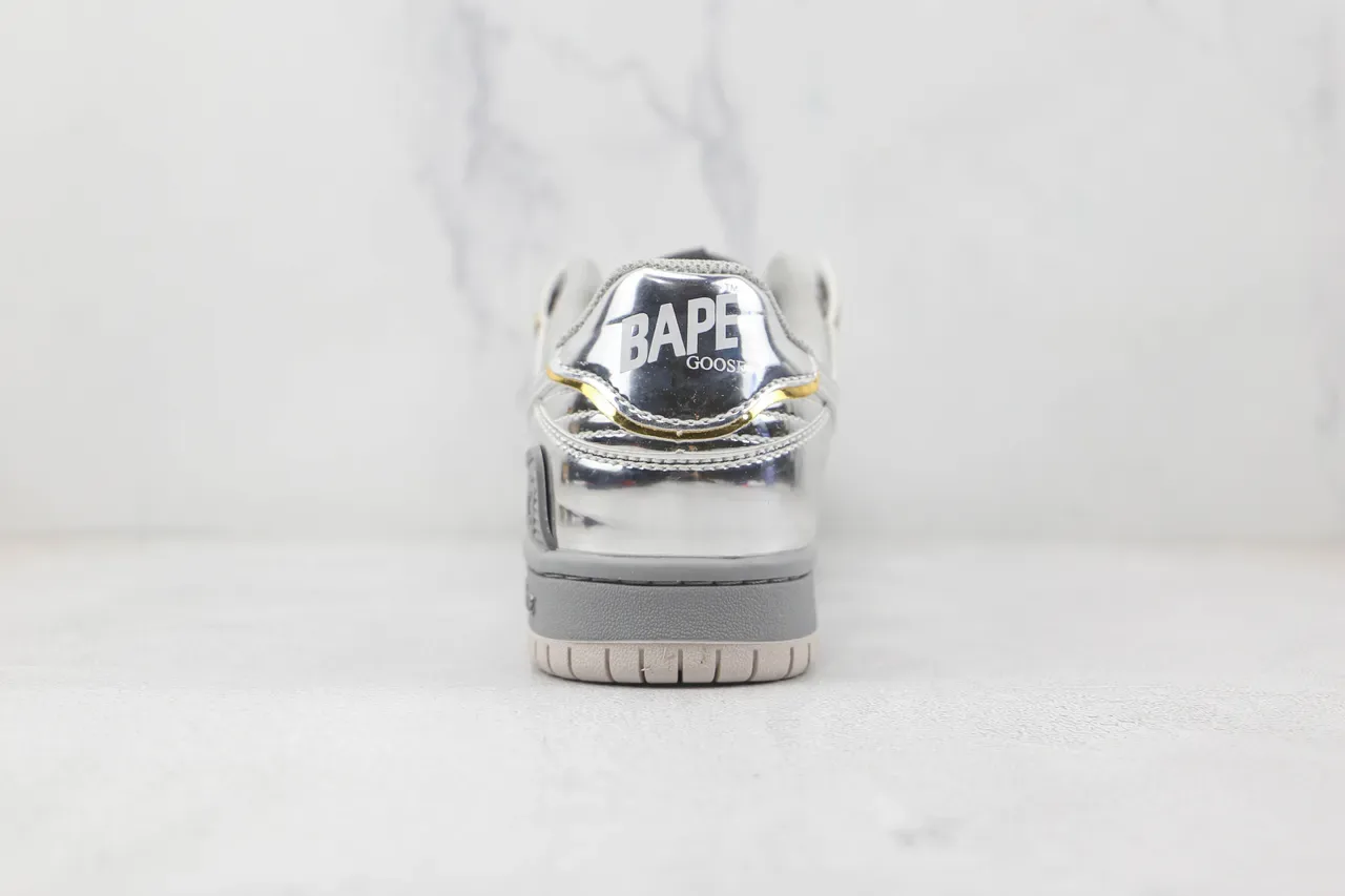 A Bathing Ape BAPE STA Chaussures lifestyle argent métallique avec finitions dorées 9