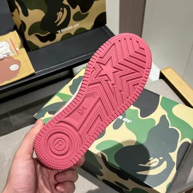 A Bathing Ape BAPE STA Tênis Lifestyle de Camurça Rosa 3