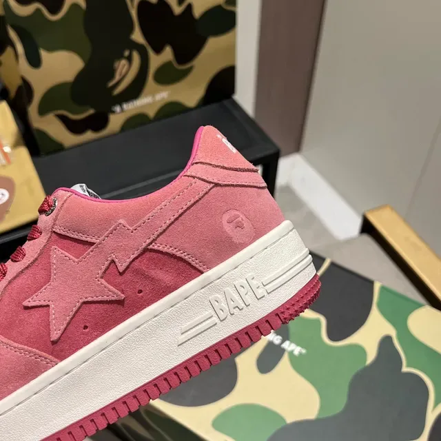 A Bathing Ape BAPE STA Tênis Lifestyle de Camurça Rosa 4