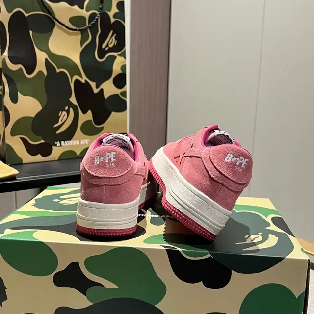 A Bathing Ape BAPE STA Tênis Lifestyle de Camurça Rosa 6