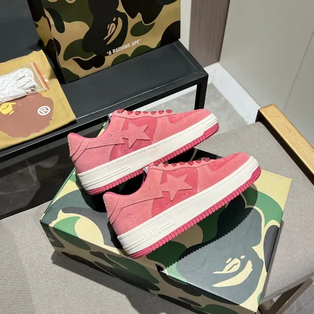 A Bathing Ape BAPE STA Tênis Lifestyle de Camurça Rosa 7