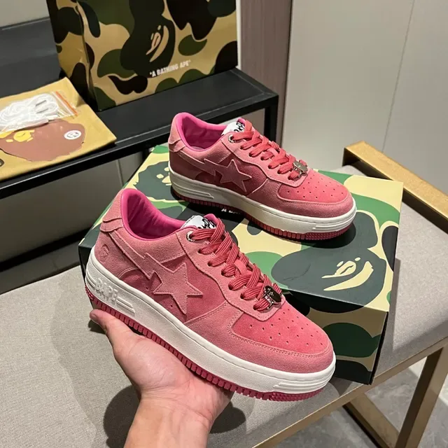 A Bathing Ape BAPE STA Tênis Lifestyle de Camurça Rosa 8