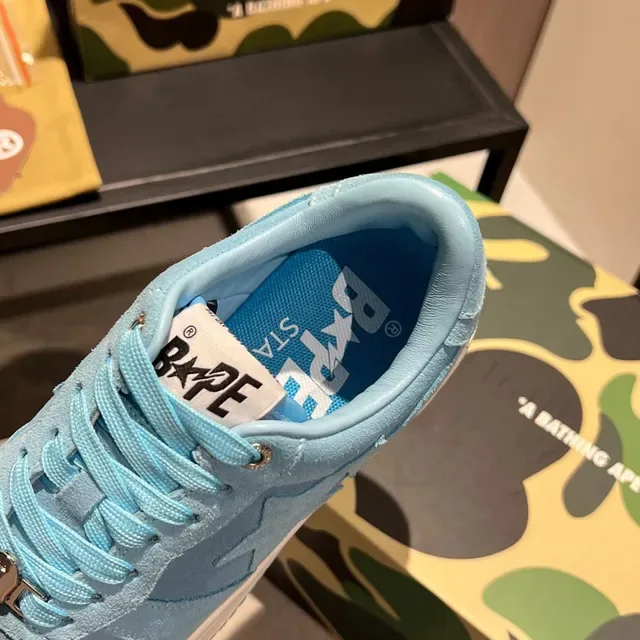 A Bathing Ape Blue White Suede Upper Star Logo Detail Lifestyle Sneakers 2