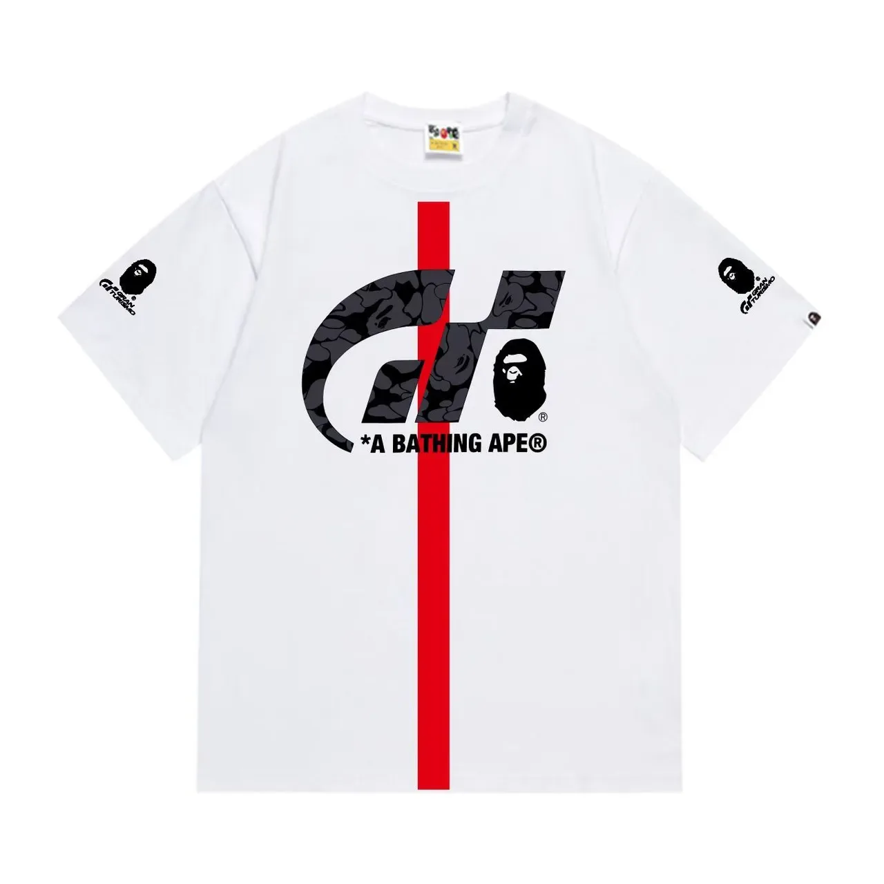 A Bathing Ape GT Collaboration Graphic Print Black Red Stripe T-Shirt 3
