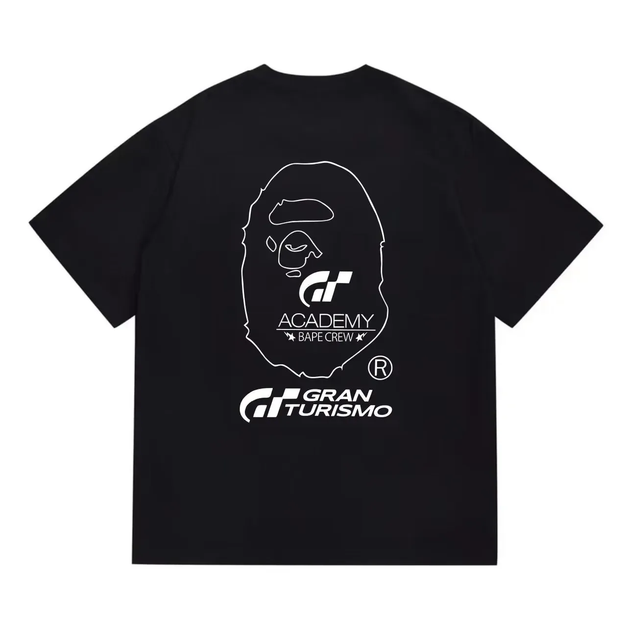 A Bathing Ape GT Collaboration Graphic Print Black Red Stripe T-Shirt 5