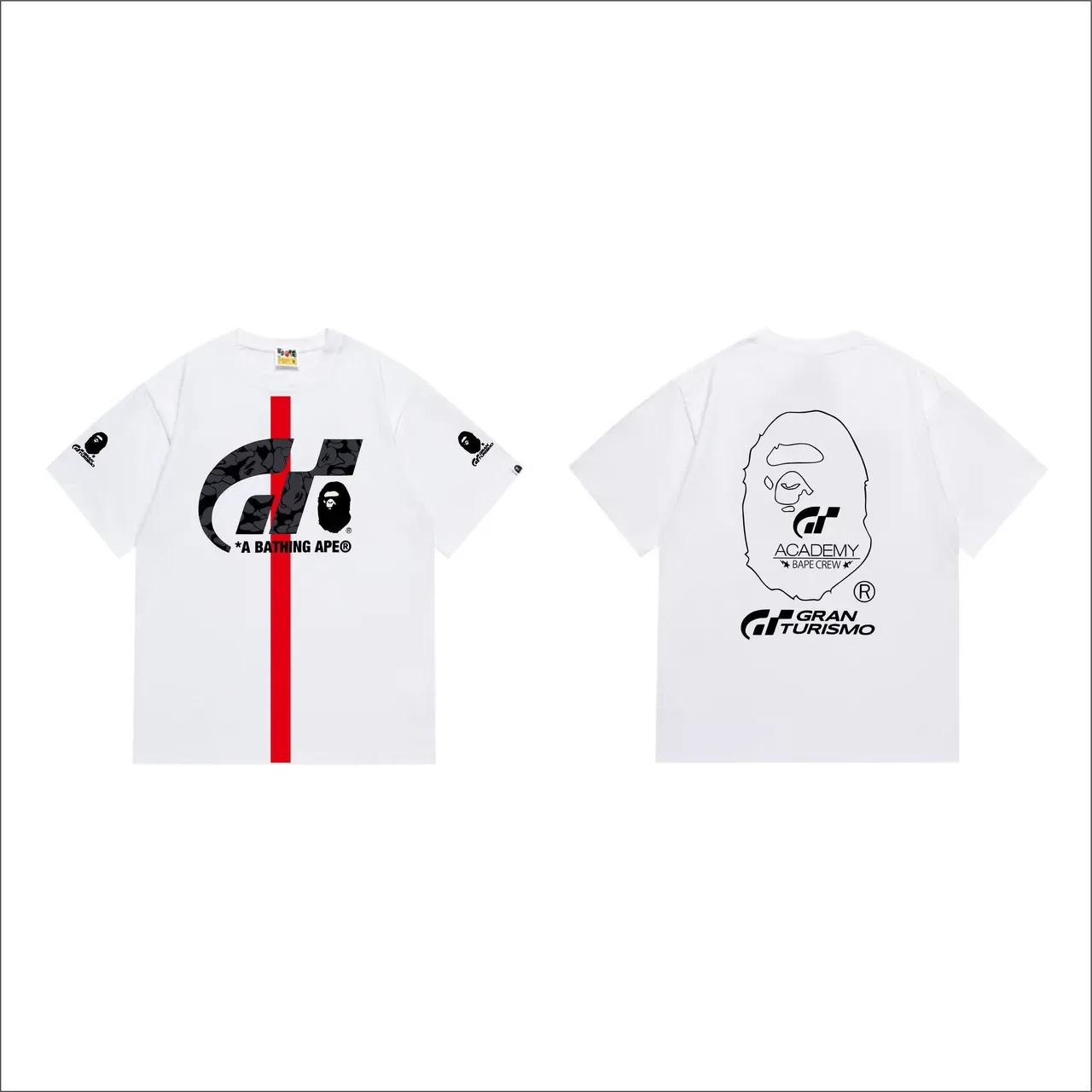 A Bathing Ape GT Collaboration Graphic Print Black Red Stripe T-Shirt 7