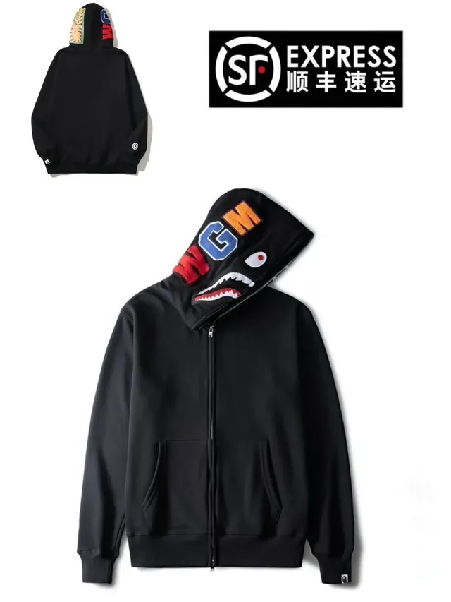 A Bathing Ape Shark Black Multicolor Full-Zip Hood Hoodie 1