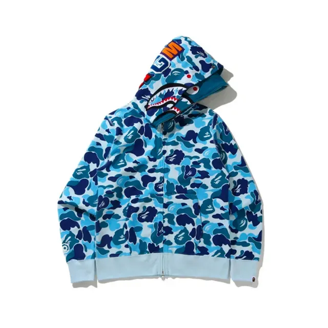 A Bathing Ape Shark Blue Multicolor ABC Camo Print Hood Hoodie 1