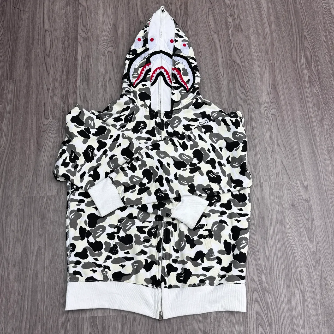 A Bathing Ape Shark Hoodie White Black Gray Camo Zip-Up Jacket 3