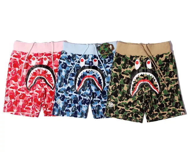 A Bathing Ape Shark Multicolor Mouth Graphic ABC Camo Print Shorts 1