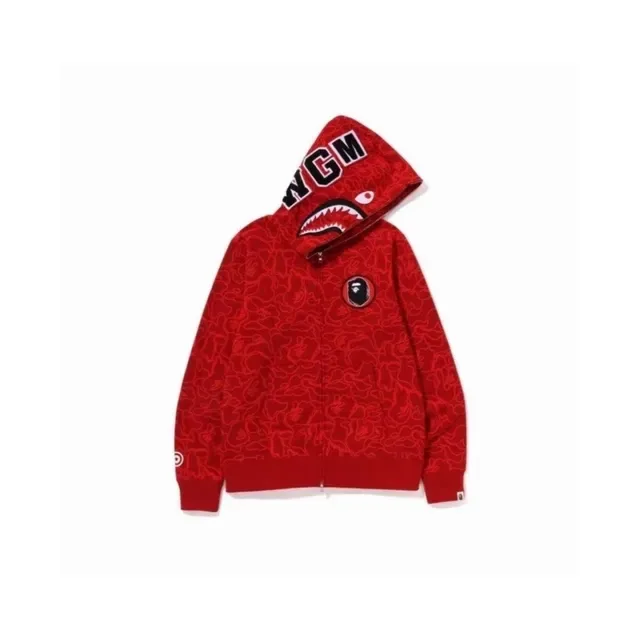 A Bathing Ape Shark Red Navy Full-Zip Hood Hoodie 6