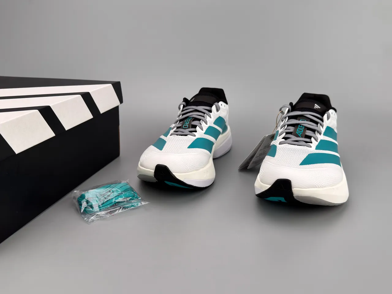 Adidas Adizero Boston 13 White Teal Running Shoes 4