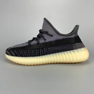Adidas Black Gray Knit Upper Ridged Boost Midsole Lifestyle Sneakers
