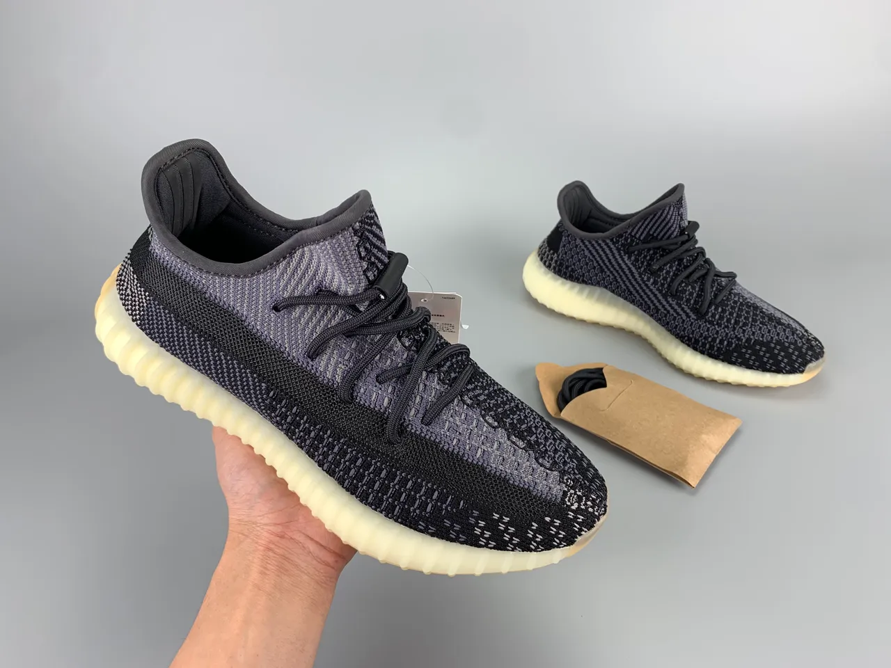 Adidas Black Gray Knit Upper Ridged Boost Midsole Lifestyle Sneakers 2