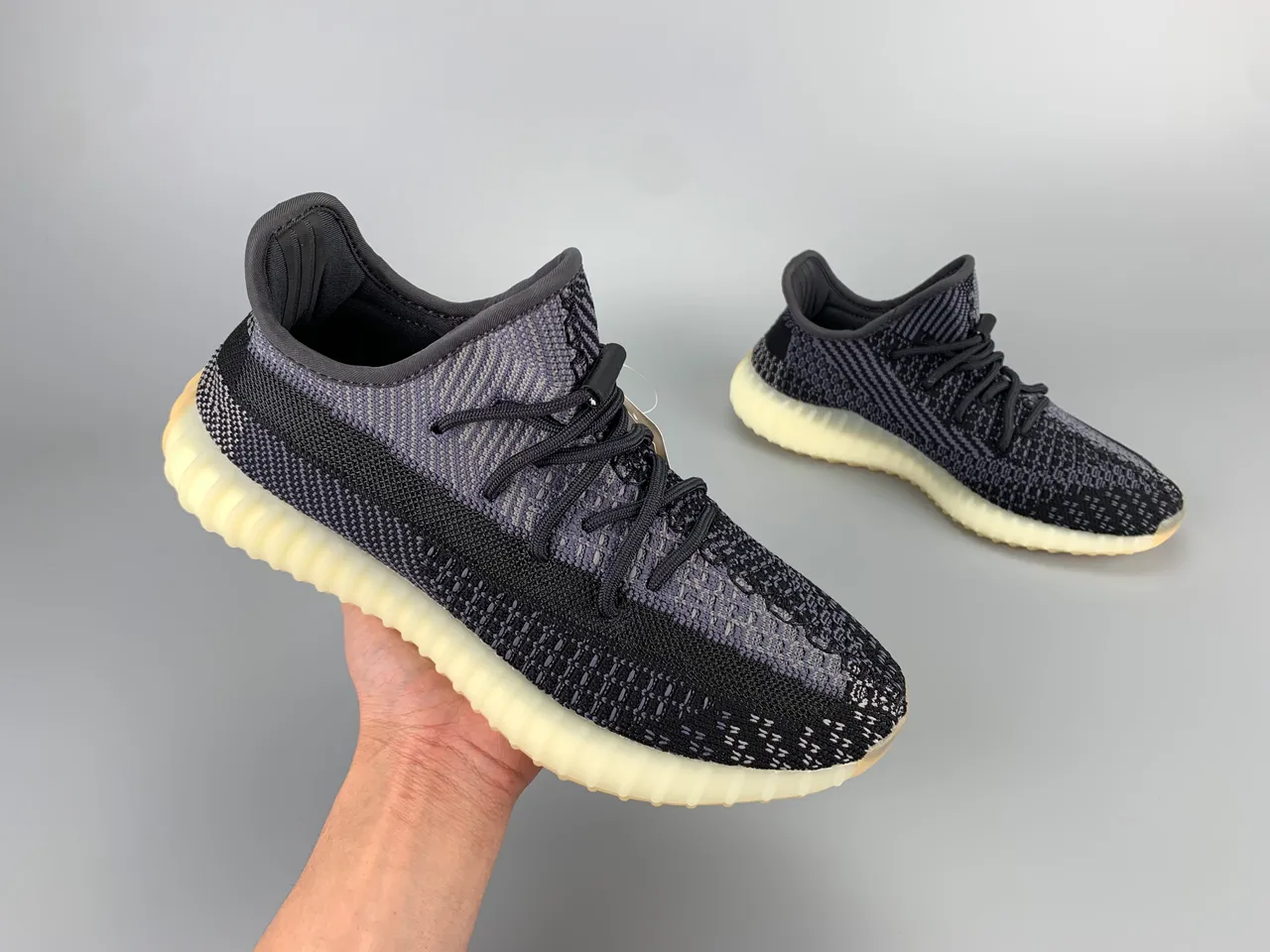 Adidas Black Gray Knit Upper Ridged Boost Midsole Lifestyle Sneakers 3
