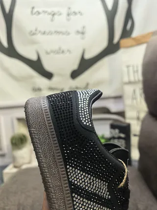 Adidas Black Multicolor Crystal-Embellished Three-Stripe Side Panel Lifestyle Sneakers 13