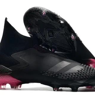 Adidas काला गुलाबी उच्च-कट सॉक-फिट कॉलर टेक्सचर्ड फोरफुट ग्रीप पॉड्स फर्म-ग्राउंड फुटबॉल जूते