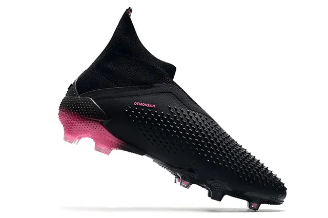 Adidas কালো গোলাপি উচ্চ-কাট মোজা ফিট কলার টেক্সচার্ড ফোরফুট গ্রিপ পডস ফার্ম-গ্রাউন্ড সকার জুতা 3
