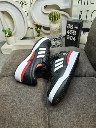 Adidas Black Red Laceless Velcro Strap Three-Stripe Side Panel Lifestyle Sneakers 6