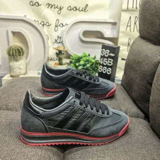 Adidas Black Red Low-Top Suede-and-Synthetic Upper Lifestyle Sneakers