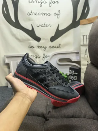 Adidas Black Red Low-Top Suede-and-Synthetic Upper Lifestyle Sneakers 5