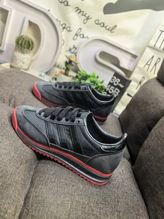 Adidas Black Red Low-Top Suede-and-Synthetic Upper Lifestyle Sneakers 7