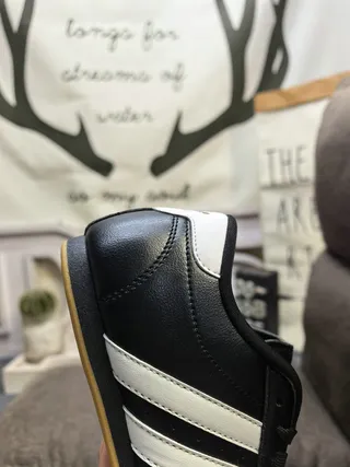 Adidas Black White Laceless Slip-On Quilted Leather Upper Indoor Soccer Shoes 13
