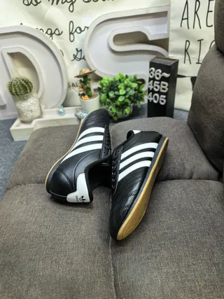 Adidas Black White Laceless Slip-On Quilted Leather Upper Indoor Soccer Shoes 16