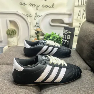Adidas Black White Leather Upper Quilted Toe Cap Lifestyle Sneakers