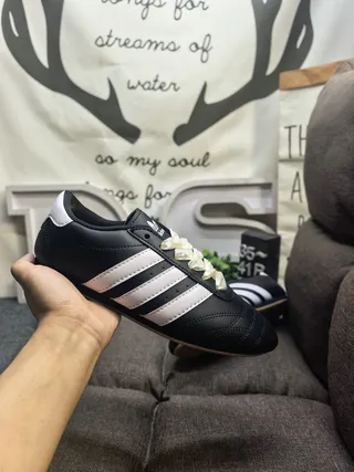 Adidas Black White Leather Upper Quilted Toe Cap Lifestyle Sneakers 5