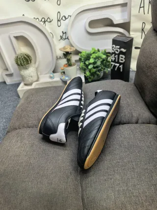 Adidas Black White Leather Upper Quilted Toe Cap Lifestyle Sneakers 6