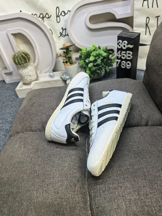 Adidas Black White Low-Top Leather-Suede Upper Lifestyle Sneakers 16