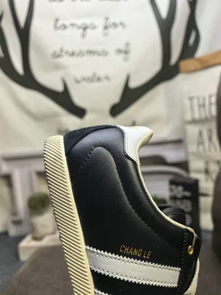Adidas Black White Low-Top Leather-Suede Upper Lifestyle Sneakers 23