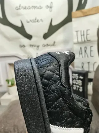 Adidas Black White Quilted Upper Three Side Stripes Lifestyle Sneakers 4