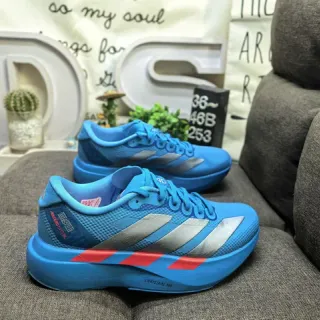Adidas Blue and Silver Three-Stripe Lifestyle Sneakers