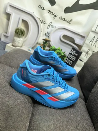 Adidas Blue and Silver Three-Stripe Lifestyle Sneakers 9