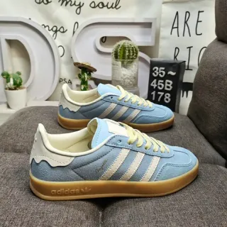 Adidas Blue Beige Suede Upper Gum Rubber Sole Lifestyle Sneakers
